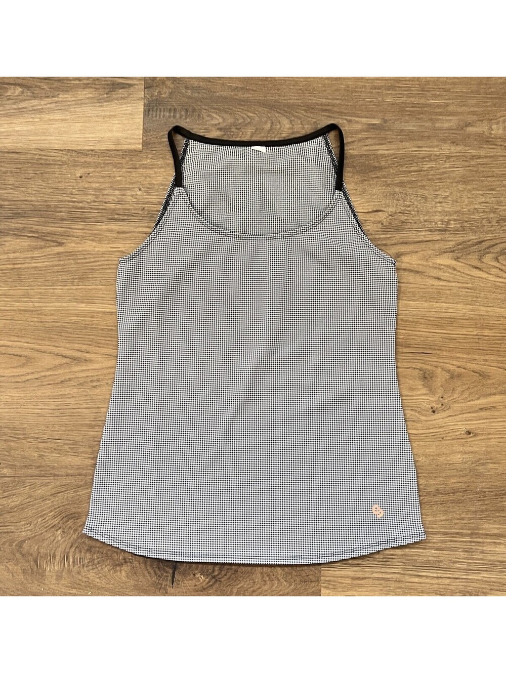 Cross Court Womens Tennis Tank Top Black White Micro Gingham Check Small
